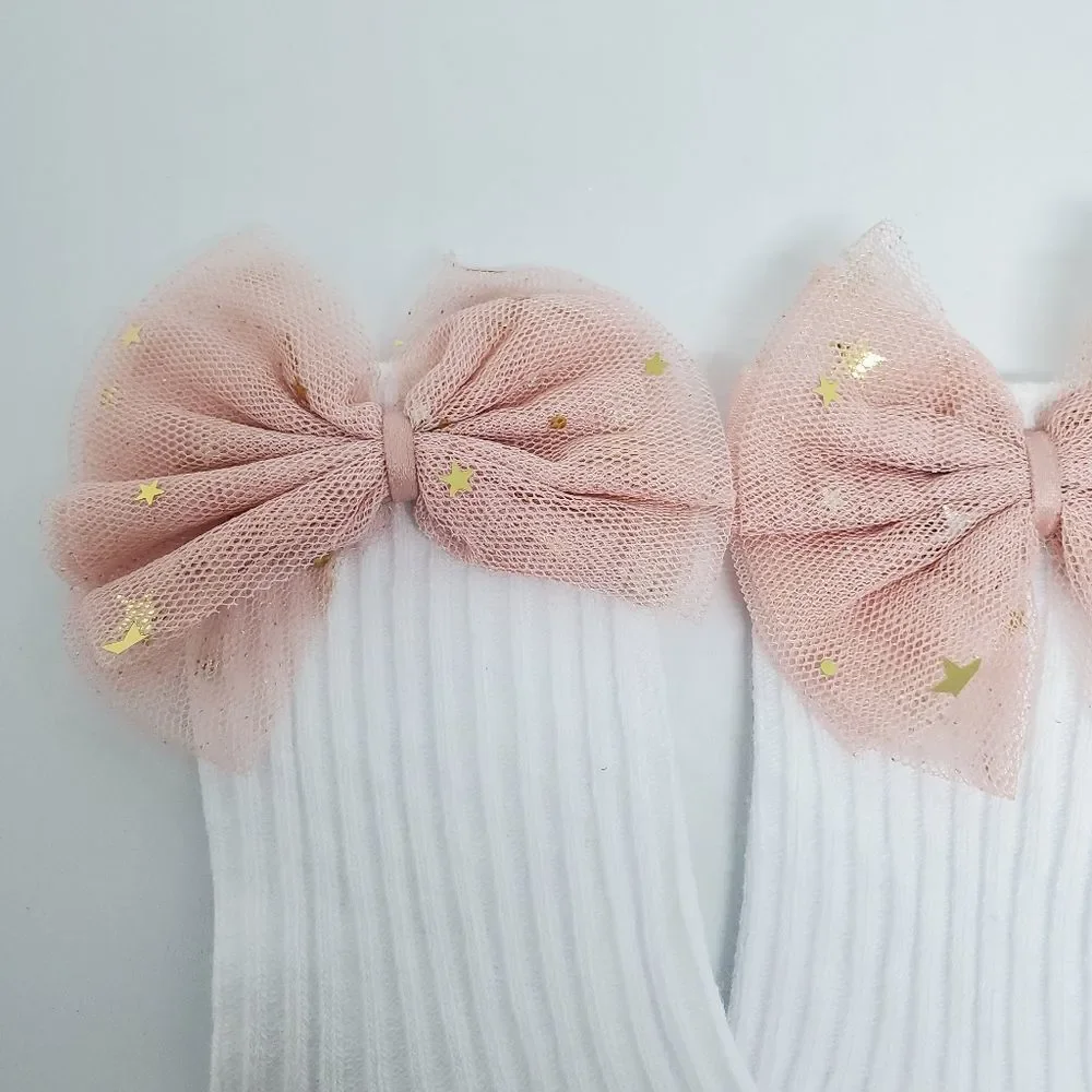 NWOT Chicbaby White Socks with Pink Bows